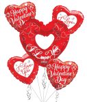 I Love You Happy Valentine's Day Balloon Bouquet (5 Balloons)