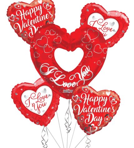 I Love You Happy Valentine's Day Balloon Bouquet (5 Balloons)