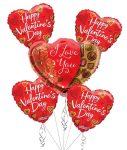 I Love You Happy Valentine's Day Balloon Bouquet (5 Balloons)