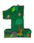 Number 1 Shaped Pinata Jungle Animals