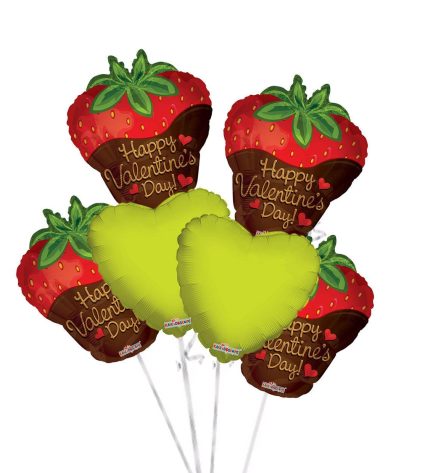 6 pc Happy Valentine Day Strawberry Balloon Bouquet