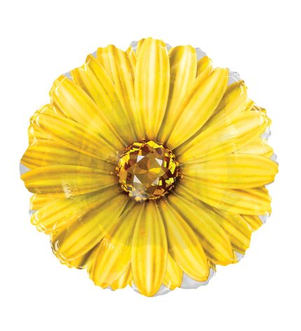 18 Inch SV Yellow Rhinestone Daisy - Flat