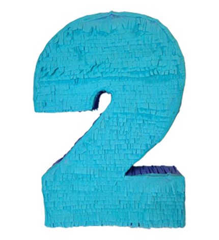Blue Number Two Shaped Pinata