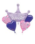 Princess Birthday Foil Bouquet of Balloons - 5pcs
