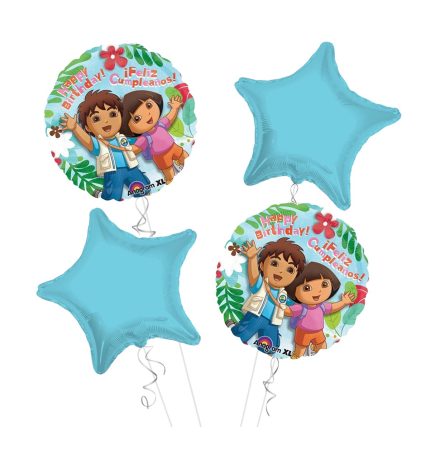 Dora Happy Birthday Balloon Bouquet 4pc