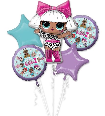 LOL Surprise Foil Bouquet of
Balloons 5pcs - Hearts