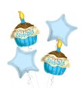 Cupcake Happy Birthday Balloon Bouquet 4pc