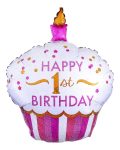 1ST BIRTHDAY CUPCAKE GIRL SuperShape 36 Inch
