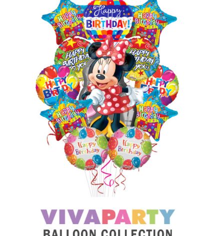Minnie Mouse Foil Balloon Bouquet with Minnie Super Shap Pack of 12