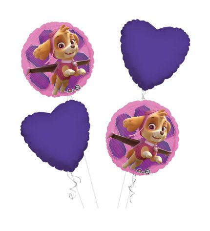 Paw Patrol Girls Happy Birthday Balloon Bouquet 4pc