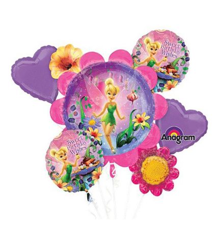 Tinkerbell Birthday Foil Bouquet of Balloons - 5pcs