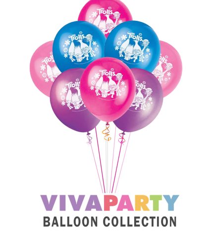 Trolls Latex Balloons- 12 Inch Pack of 8