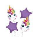 Unicorn Happy Birthday Balloon Bouquet 4pc