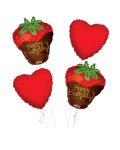 Strawberry Chocolate Happy Birthday Balloon Bouquet 4pc