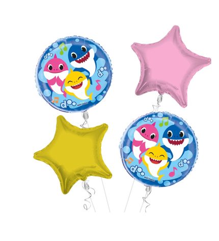 Baby Shark Happy Birthday Balloon Bouquet 4pc