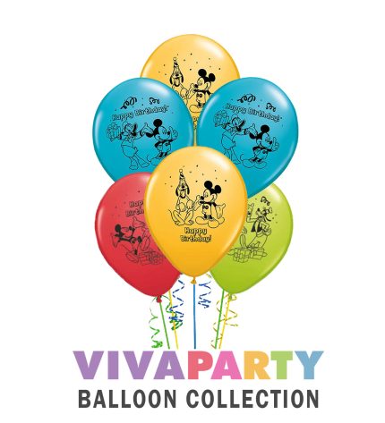 Mickey Mouse Disney Latex Balloon Bouquet 12 Inch, Pack of 6