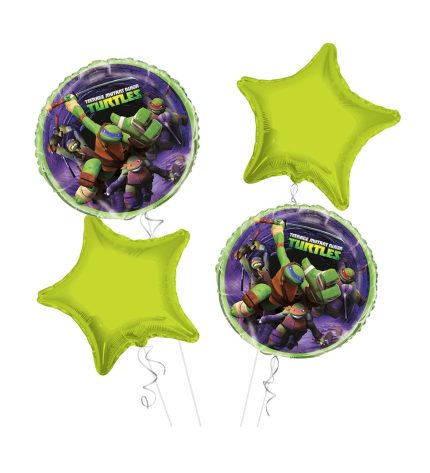 Ninja Turtles Happy Birthday Balloon Bouquet 4pc