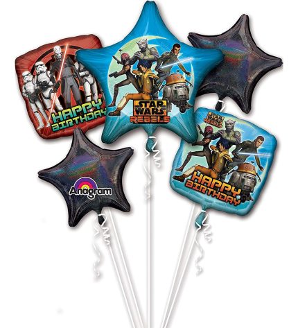 Star Wars Rebels Happy Birthday Foil Bouquet of Balloons - 5pcs