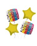 Power Rangers Happy Birthday Balloon Bouquet 4pc