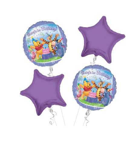 Winnie the Pooh Happy Birthday Balloon Bouquet 4pc