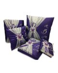 5 pc Purple and Silver Colour Quinceanera Set Mis Quince Set Pillows Guest Book Photo Album Bible (Spanish Version)