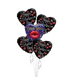 I Love You Happy Valentines Day Balloon Bouquet, Black and Blue Hearts, Te Amo Balloons (5 Balloons)