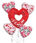 I Love You Valentine's Day Balloon Bouquet (5 Balloons)