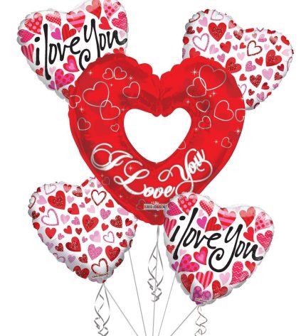 I Love You Valentine's Day Balloon Bouquet (5 Balloons)